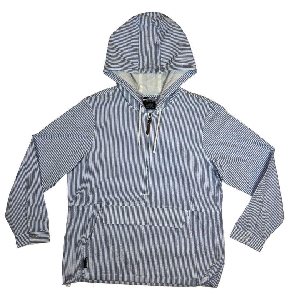 Charles River Apparel Womens Harbor Large Hooded Pullover Blue White Jacket